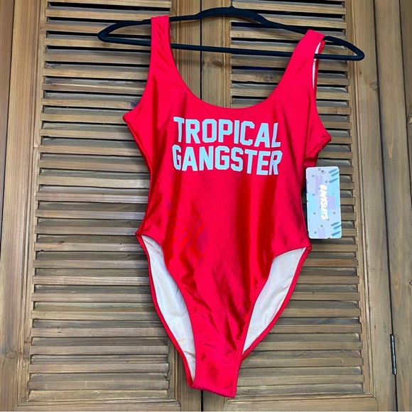 ravesuits Other - Rave suits Tropical Gangster bay watch red one piece bathing suit. Size Small